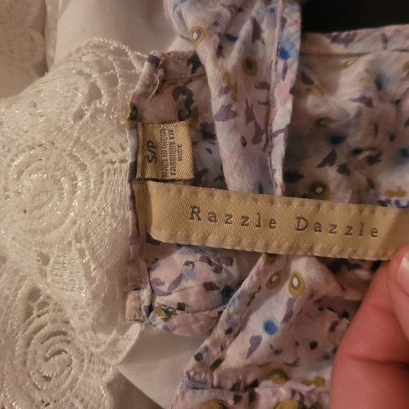 Razzle Dazzle Floral Lace Trim Racerback Tank Top S - Picture 5 of 5